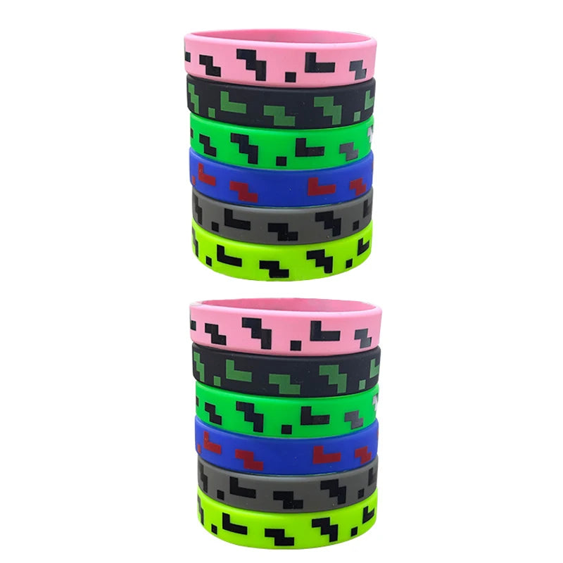 24Pcs Pixel Theme Party Favors 12 Pairs Pixelated Sunglasses and 12 Silicone Bracelets Birthday decoration party supplies Gift