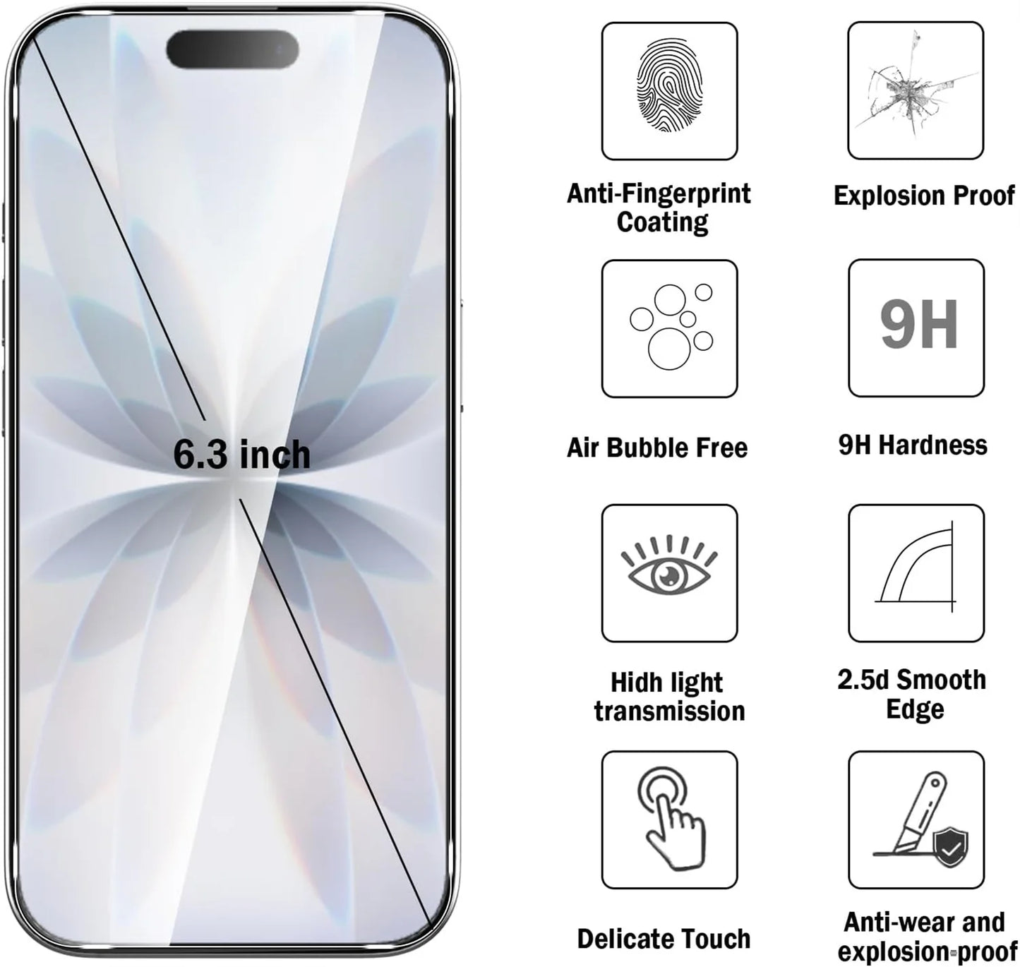 4Pcs Screen Protector for IPhone 17 11 12 13 14 15 16 Pro Max Tempered Glass for IPhone X XR XS MAX 16e 17Air 14 15 16Plus Glass