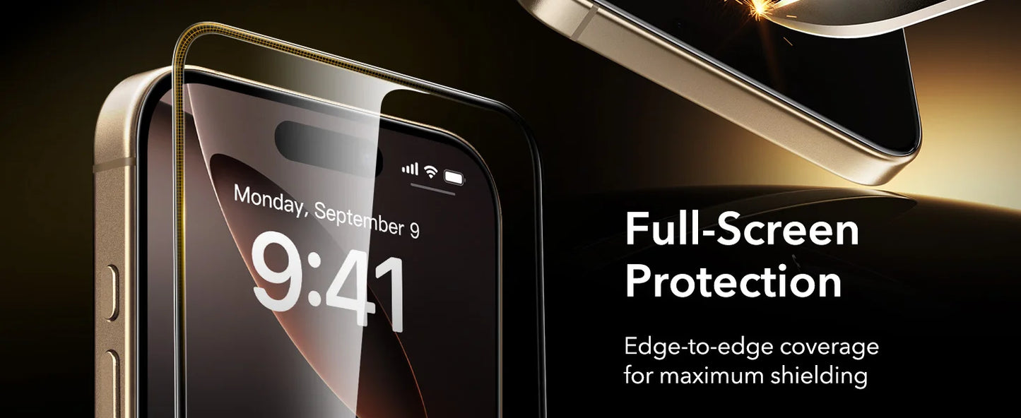 ESR 3 Pack for iPhone 17/16/15/14/13 Pro Max Screen Protector Military-Grade Tempered Glass Film for iPhone 17 Pro Max&17 Air