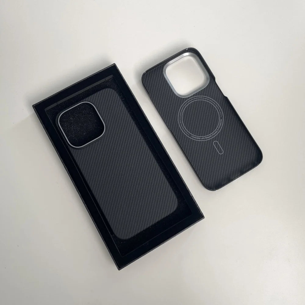 Aramid Carbon Fiber Magnetic Case for iPhone 16 17 Pro Max Cases Kevlar Fiber Cover for 16 Pro 15 Pro Max Aramid Carbon Funda