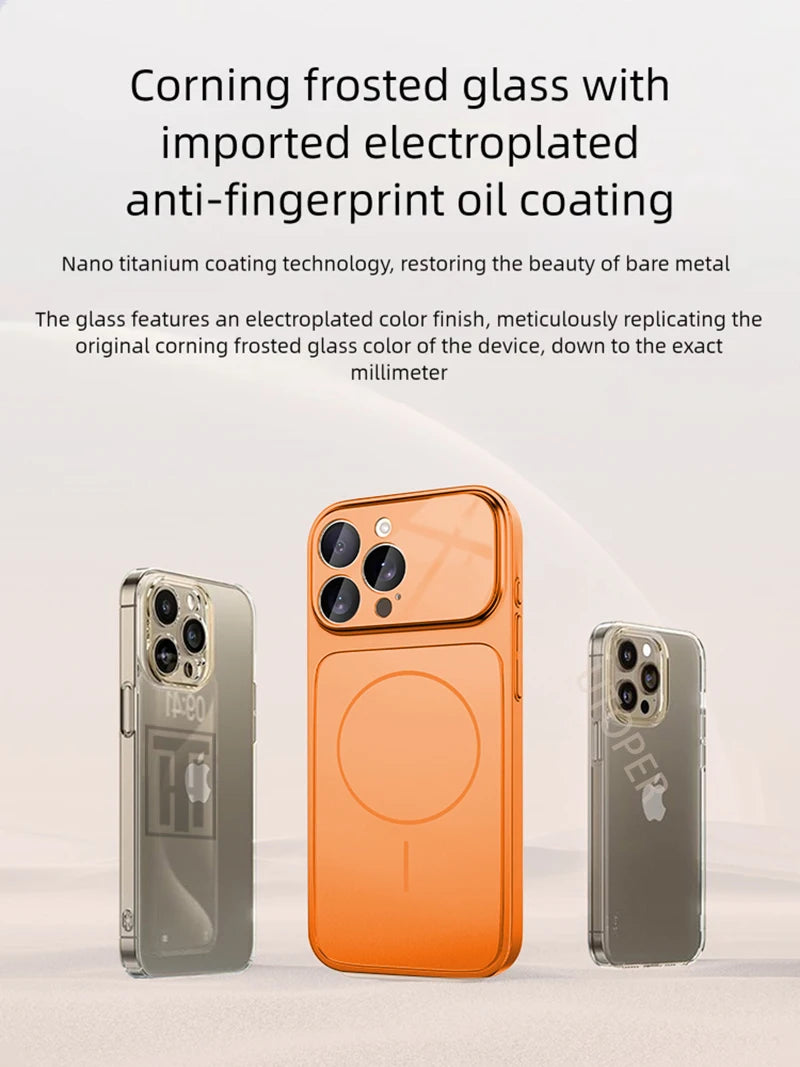 Luxury Large Frame Glass Lens Protect New Phone Case for iPhone 17 Air 16 15 14 13 Pro Max 17 Pro Magsafe Magnetic PC Hard Cover