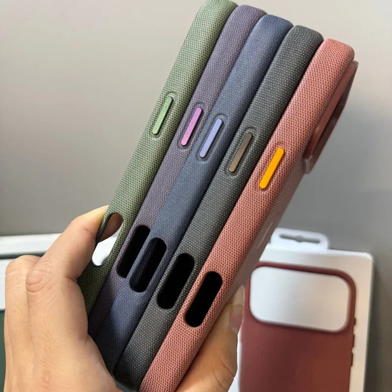Ultra Thin Solid Color Cloth Pattern PC for Magsafe Case for IPhone 17 Pro Max 17 Pro Wireless Charging Camera Cover NO Box