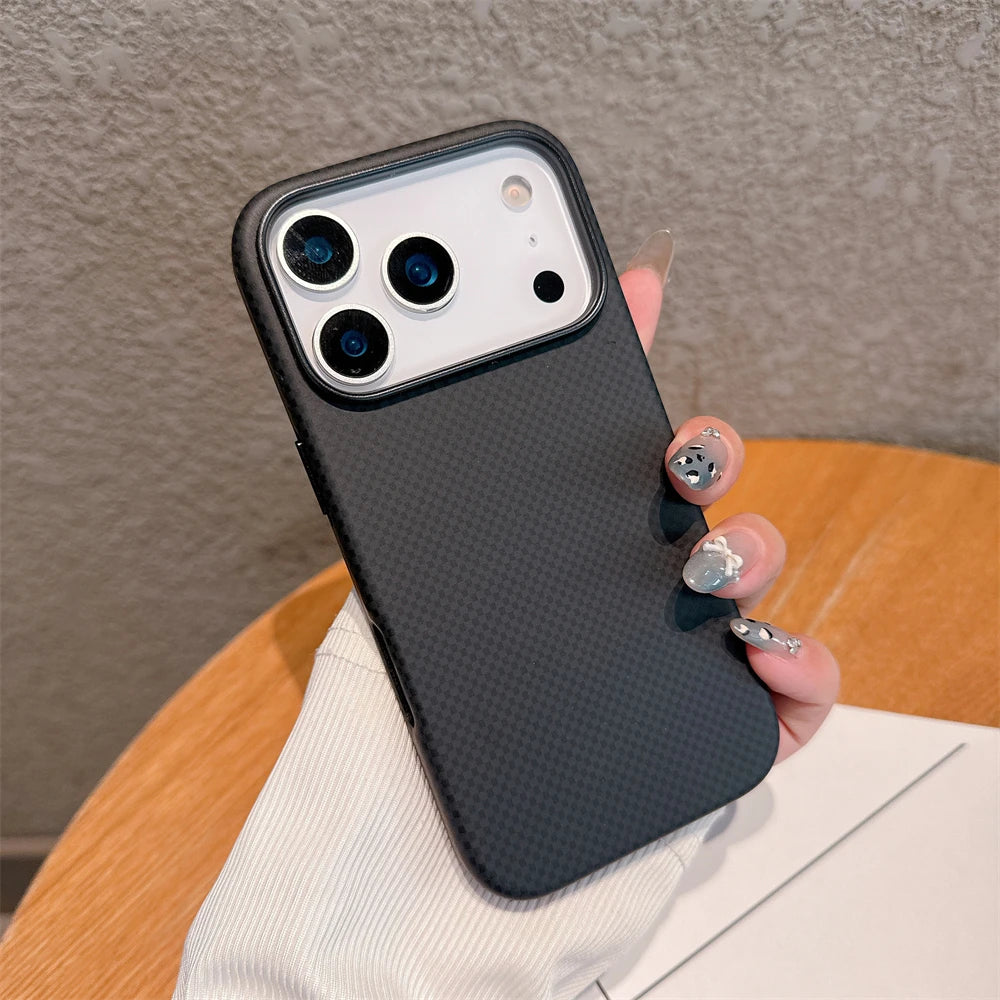 For Magsafe Magnetic Wireless Charging Luxury Solid Color Carbon Fiber Phone Case For iPhone 17 Pro Max 17 Air Bumper Back Cover