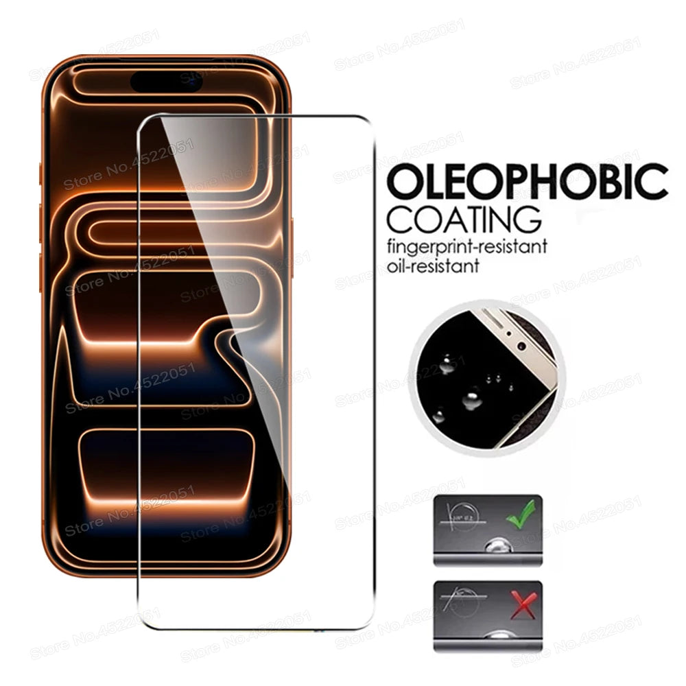 4PCS Tempered Glass Screen Protector For iPhone 17 16 15 14 13 12 11 Pro Max Plus Mini XS XR Air 16E Clear Glass Protective Film