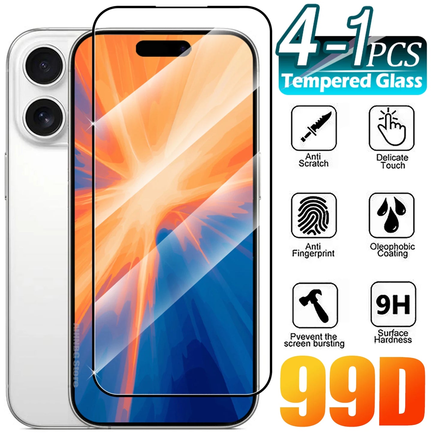 1/4Pcs Tempered Glass For iPhone 15 14 plus 12 13 mini Screen Protector For iphone 11 16 Pro Max Protective Glass