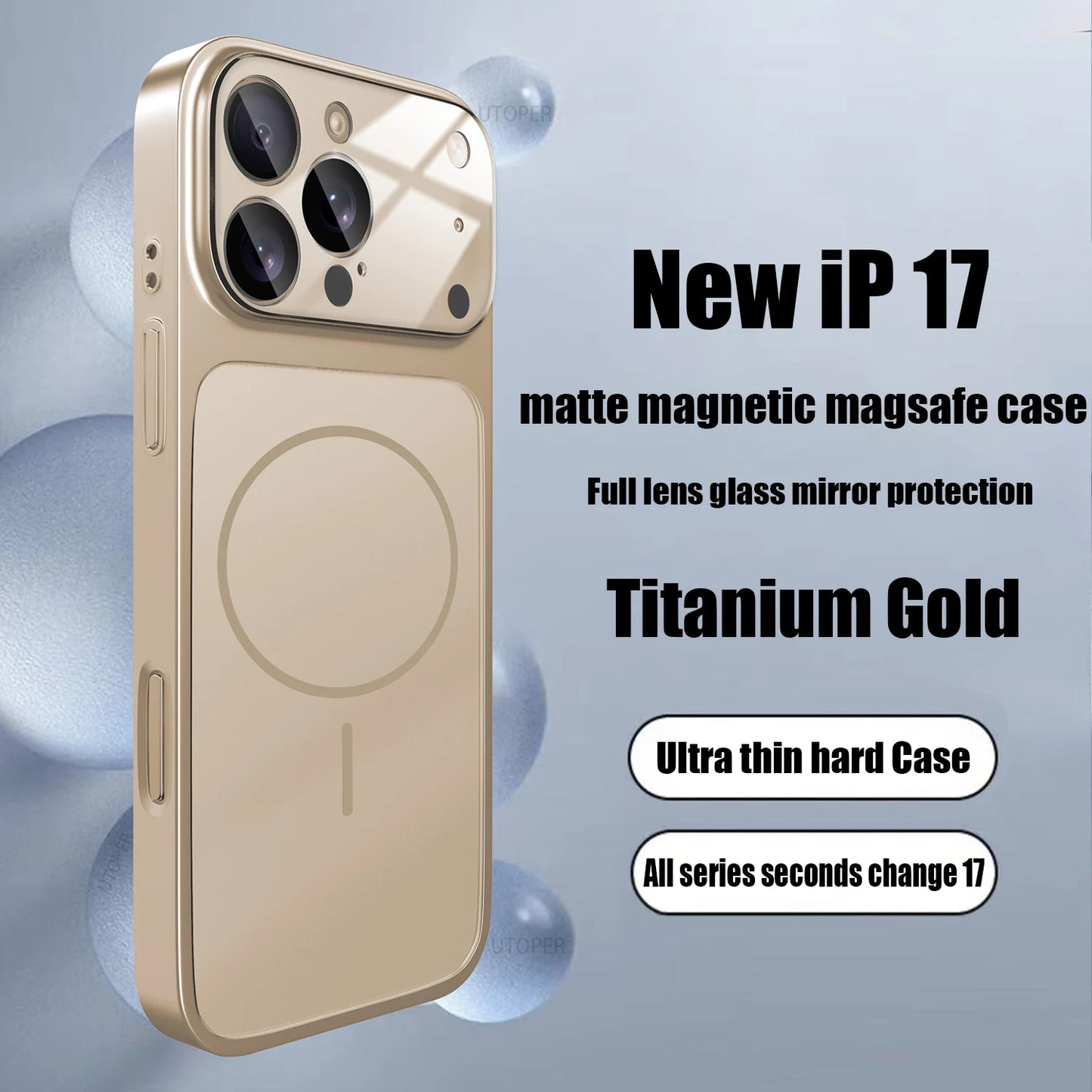 Luxury Large Frame Glass Lens Protect New Phone Case for iPhone 17 Air 16 15 14 13 Pro Max 17 Pro Magsafe Magnetic PC Hard Cover