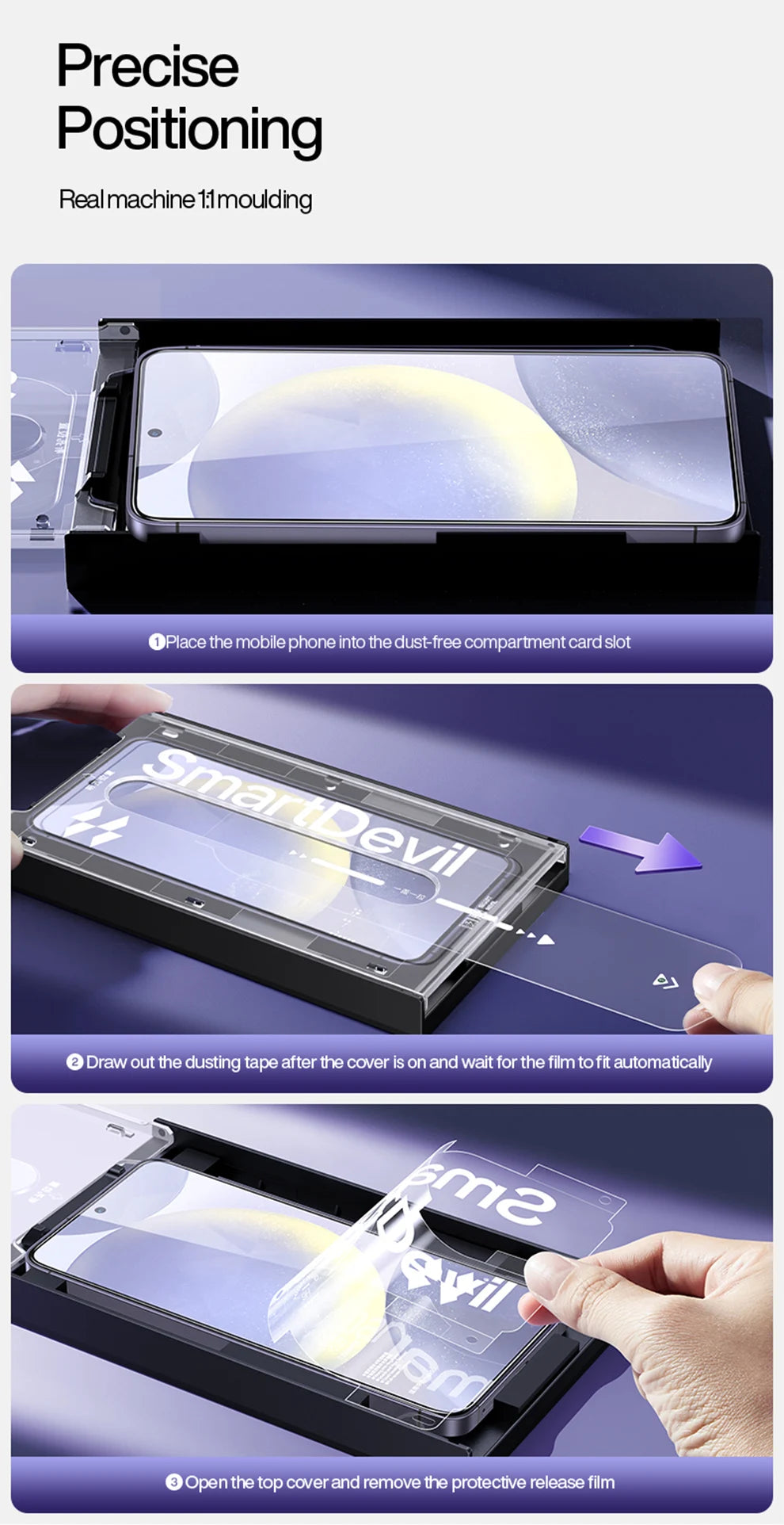 SmartDevil Dust-free Tempered Glass Film for Samsung S25 Ultra HD Clear Screen Protector for Samsung S25 S24 Anti-fingerprint