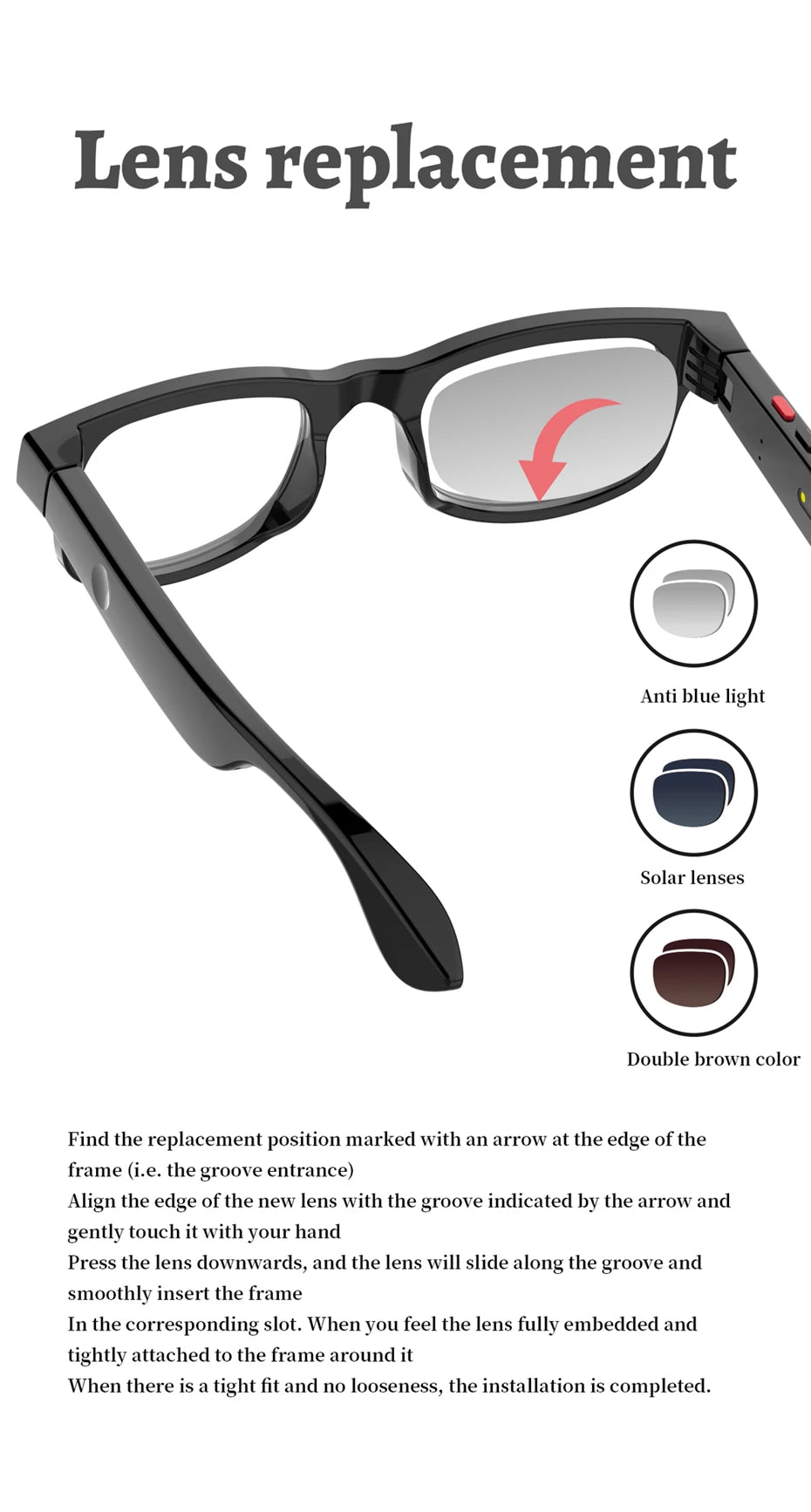 500W Camera Glasses Translate Smart Glasses Voice Call Music Sunglasses AI GPT Camera BT&WIFI Video Recording Anti-blue Light