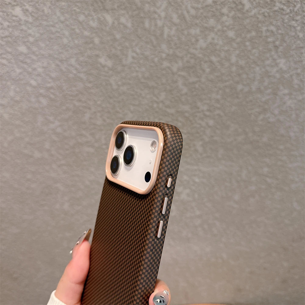 For Magsafe Magnetic Wireless Charging Luxury Solid Color Carbon Fiber Phone Case For iPhone 17 Pro Max 17 Air Bumper Back Cover