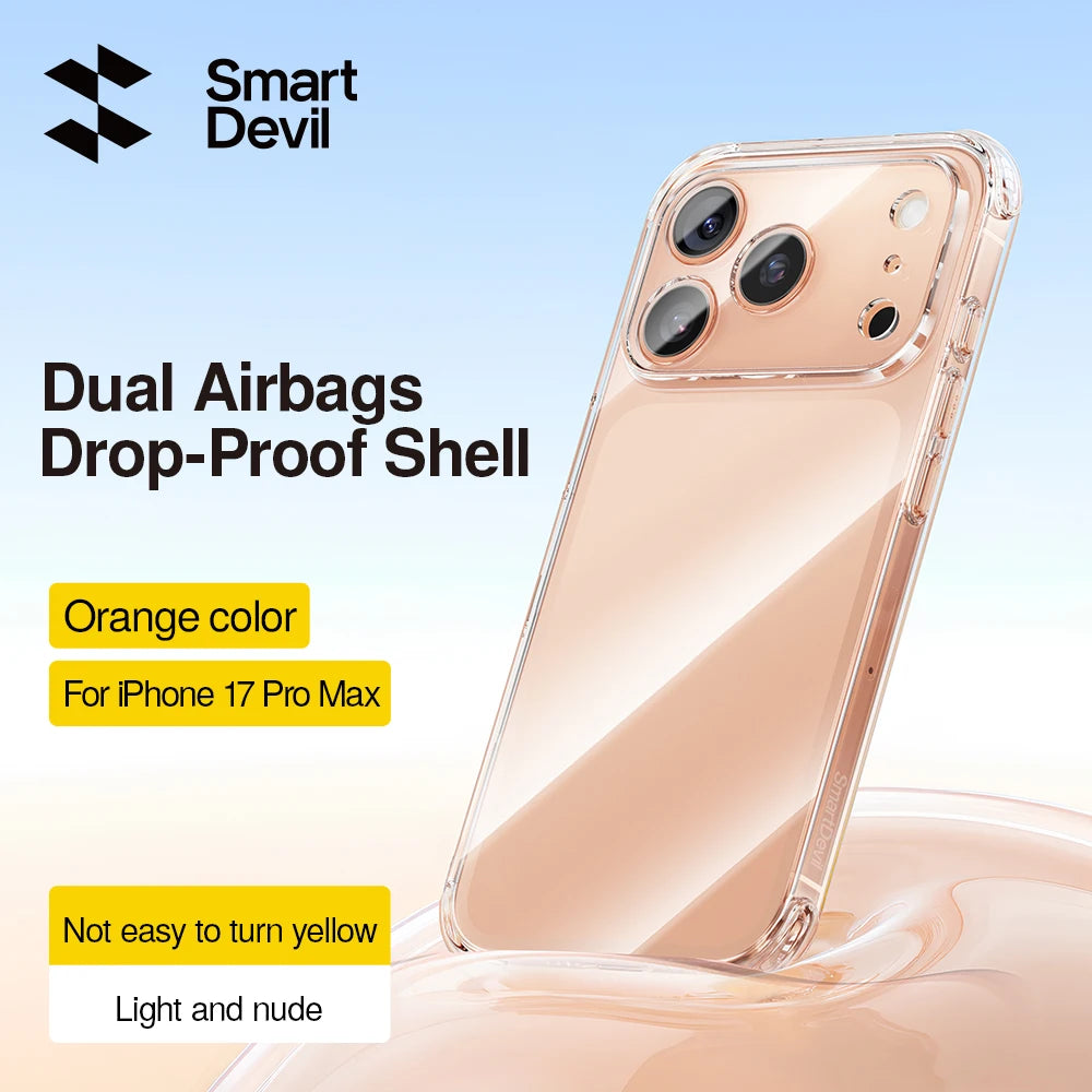 SmartDevil Transparent Phone Case for iPhone 17 Pro Max 17 Pro 16 Soft Back Cover Airbag Shell for iPhone Air Anti-drop
