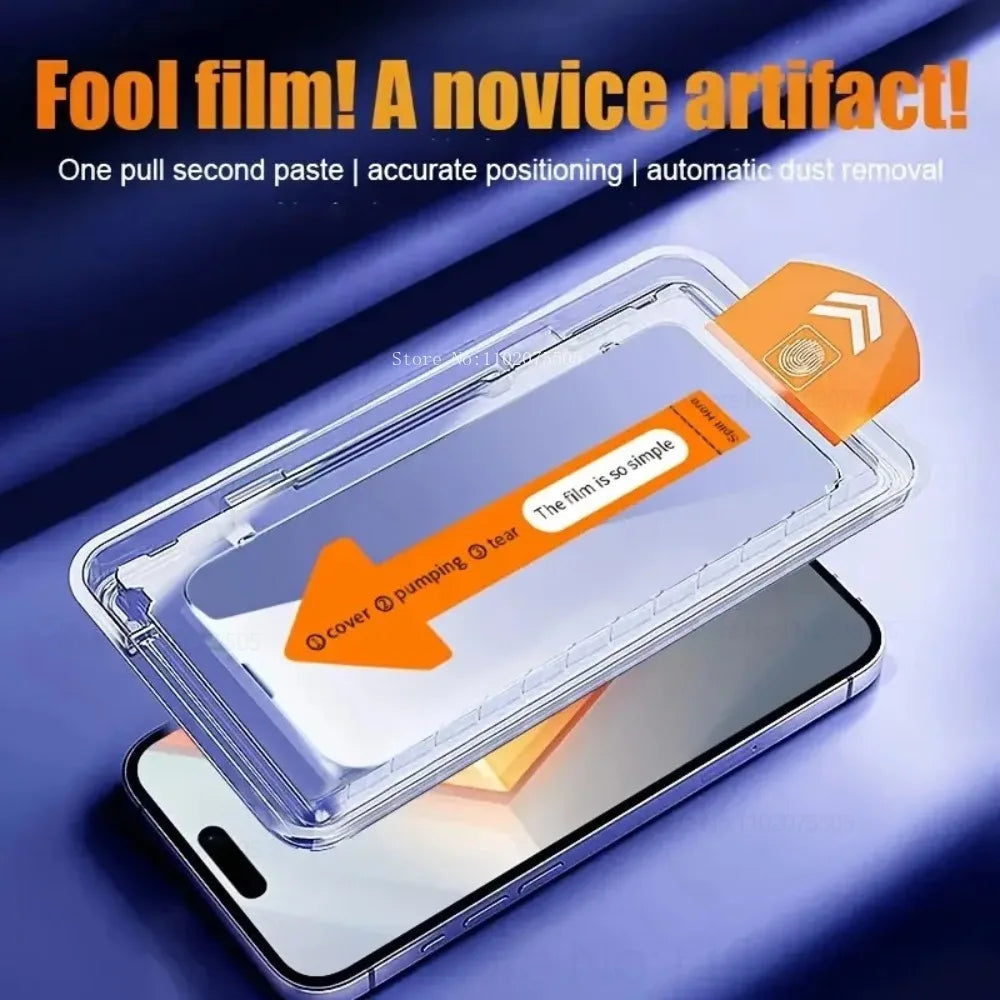 4Pcs HD Screen Protector for IPhone 15/16/17 Promax 16E 14 Plus Tempered Glass 11 Pro 13 Promax 13 12Mini One-Click Installation