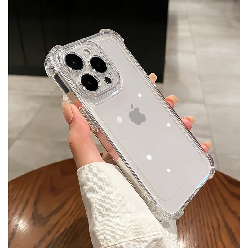 Luxury Transparent Silicone Phone Case For iPhone 17 16 15 14 13 12 11 Pro Max Air 16E X XS 7 8 Plus SE2 Shockproof Soft Cover