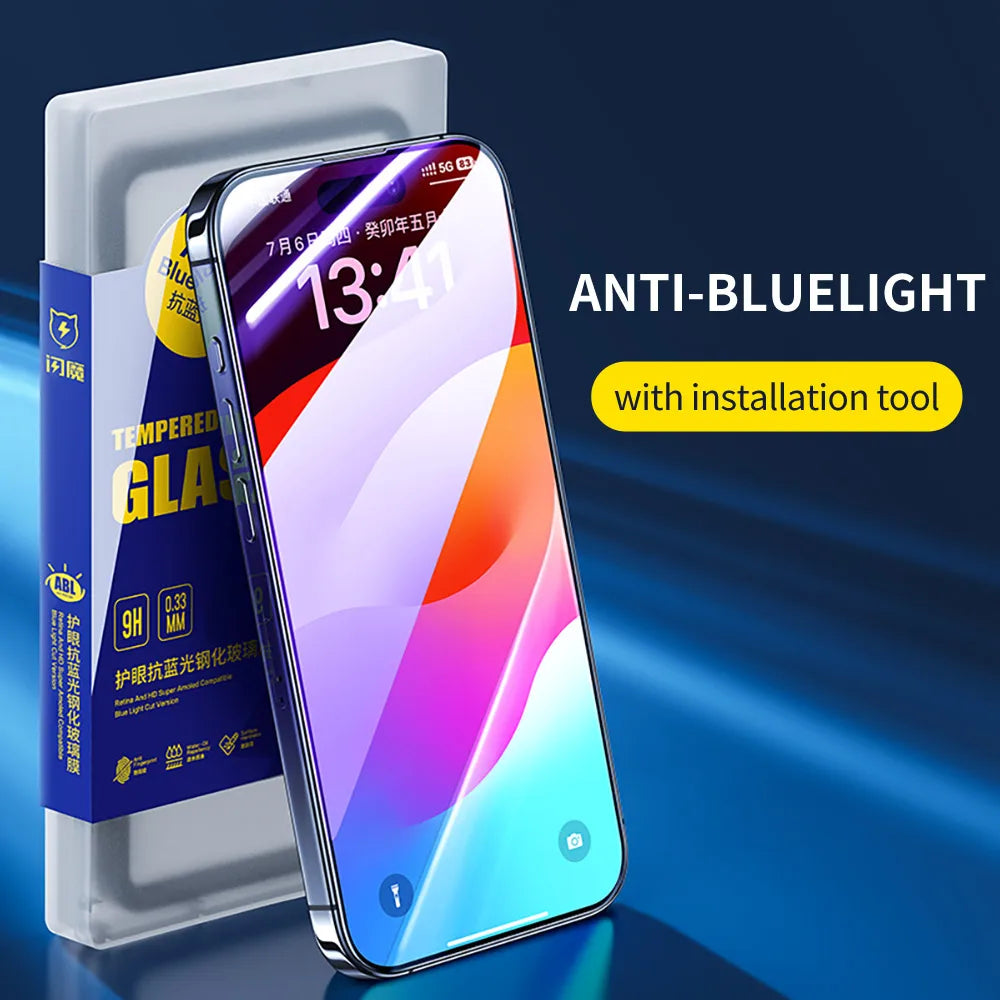 SmartDevil Full Cover Tempered Glass for iPhone 17 17Pro Max 16ProMax 16Pro Screen Protector for iPhone 15Pro HD Anti-blue Light
