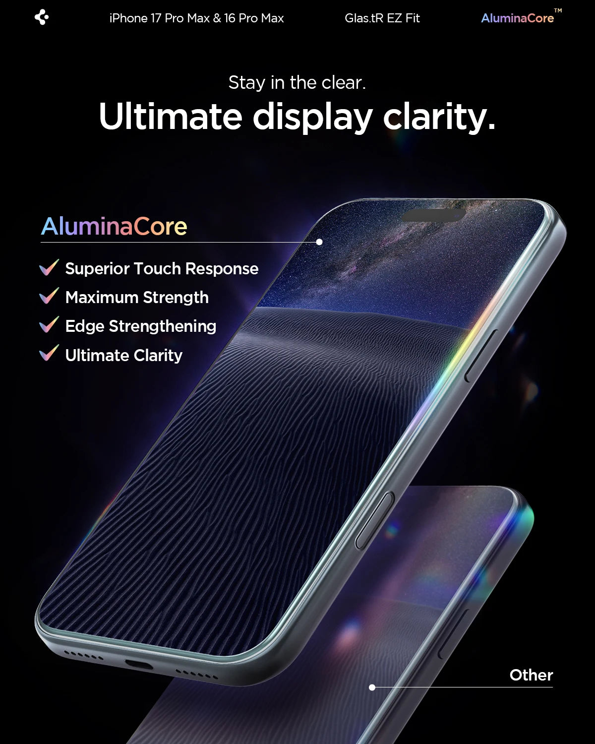 Spigen Glas.tR EZ Fit | Sensor Protected for iPhone 17 Pro Max/17Pro, 17/16 Pro Max /16 Pro Tempered Glass Screen Protector (2P)