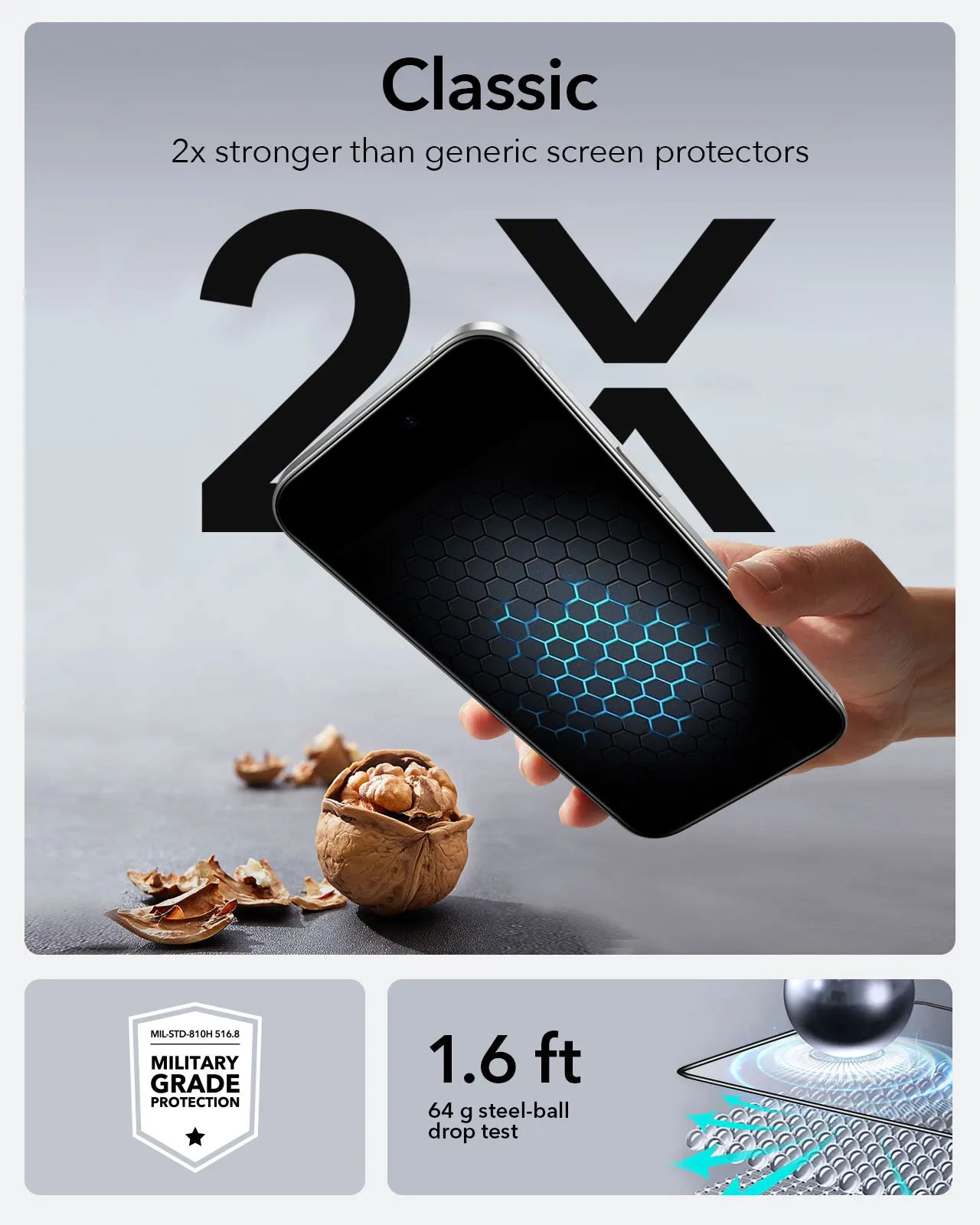 ESR 3 Pack for iPhone 17/16/15/14/13 Pro Max Screen Protector Military-Grade Tempered Glass Film for iPhone 17 Pro Max&17 Air