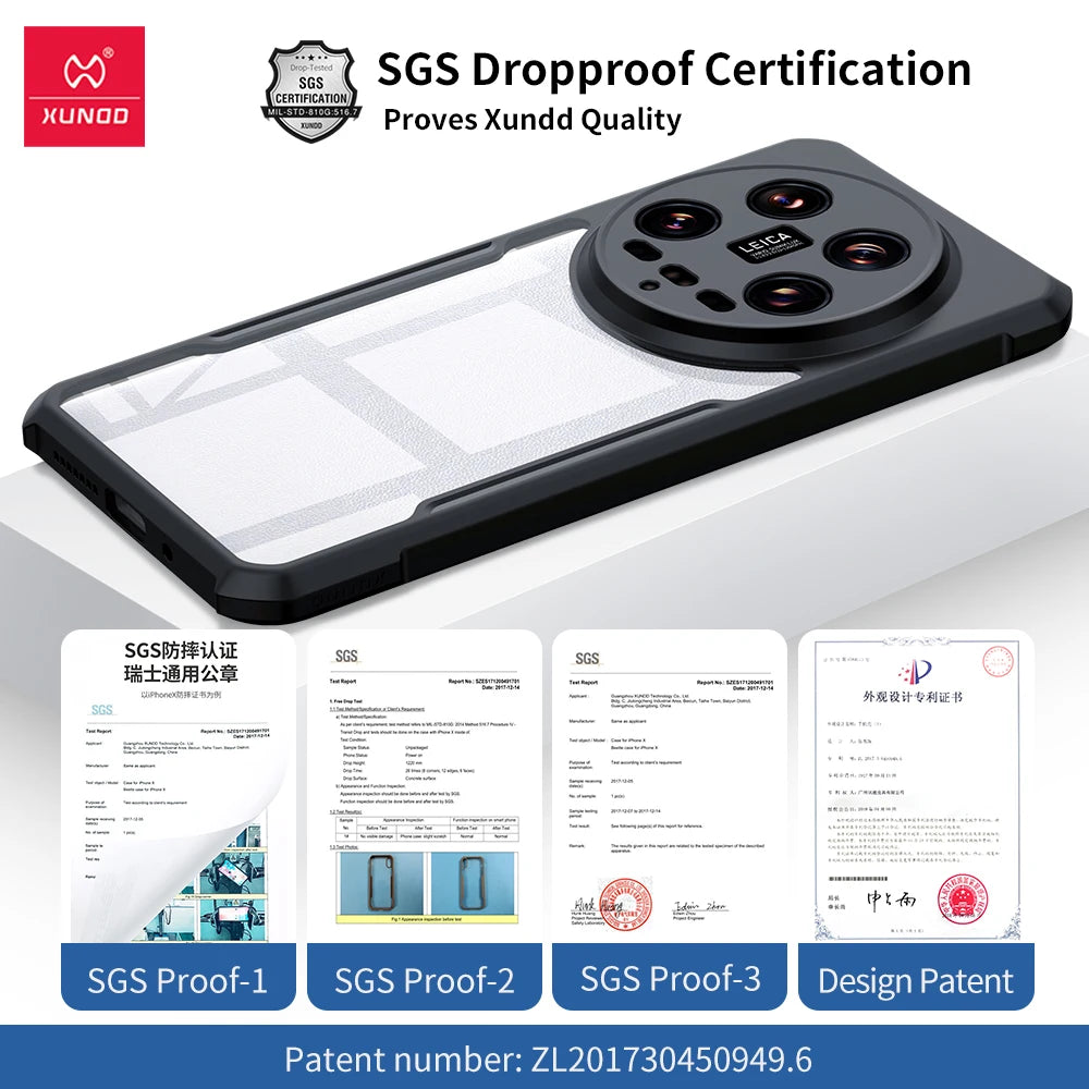 Xundd For Xiaomi 14 Ultra Case For Xiaomi Mi 14 Pro Phone Cases Transparent Back Cover Luxury Shockproof Bumper Protective Cases