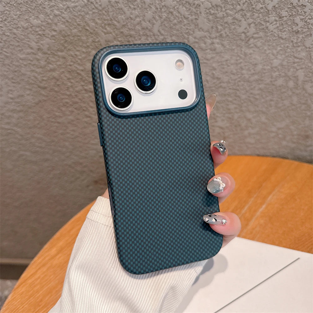 For Magsafe Magnetic Wireless Charging Luxury Solid Color Carbon Fiber Phone Case For iPhone 17 Pro Max 17 Air Bumper Back Cover