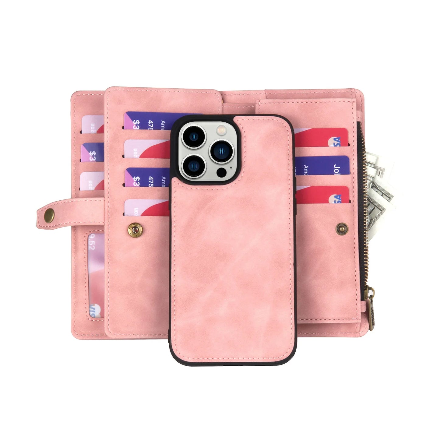 Detachable Magnetic Leather Case For Samsung Galaxy A73 A71 A54 A53 A52 A51 A34 A33 A15 A55 A35 Zipper Wallet Cards Holder Cover