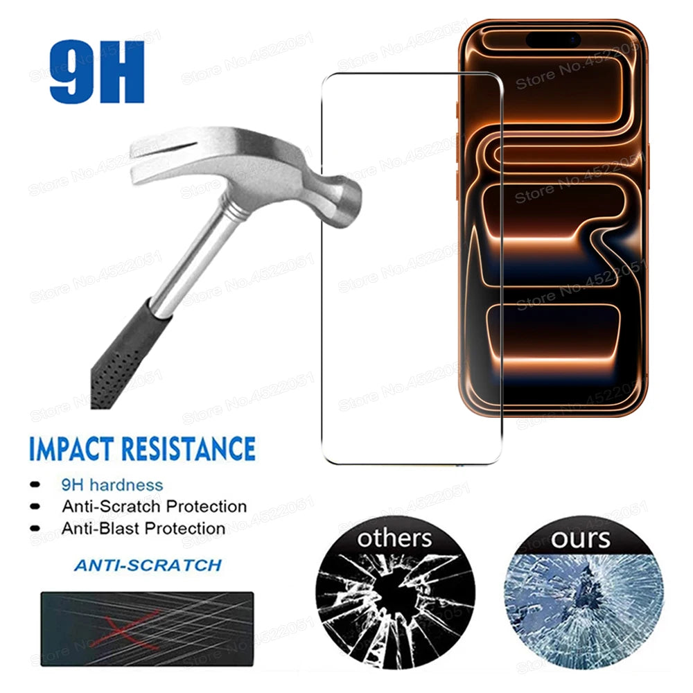 4PCS Tempered Glass Screen Protector For iPhone 17 16 15 14 13 12 11 Pro Max Plus Mini XS XR Air 16E Clear Glass Protective Film