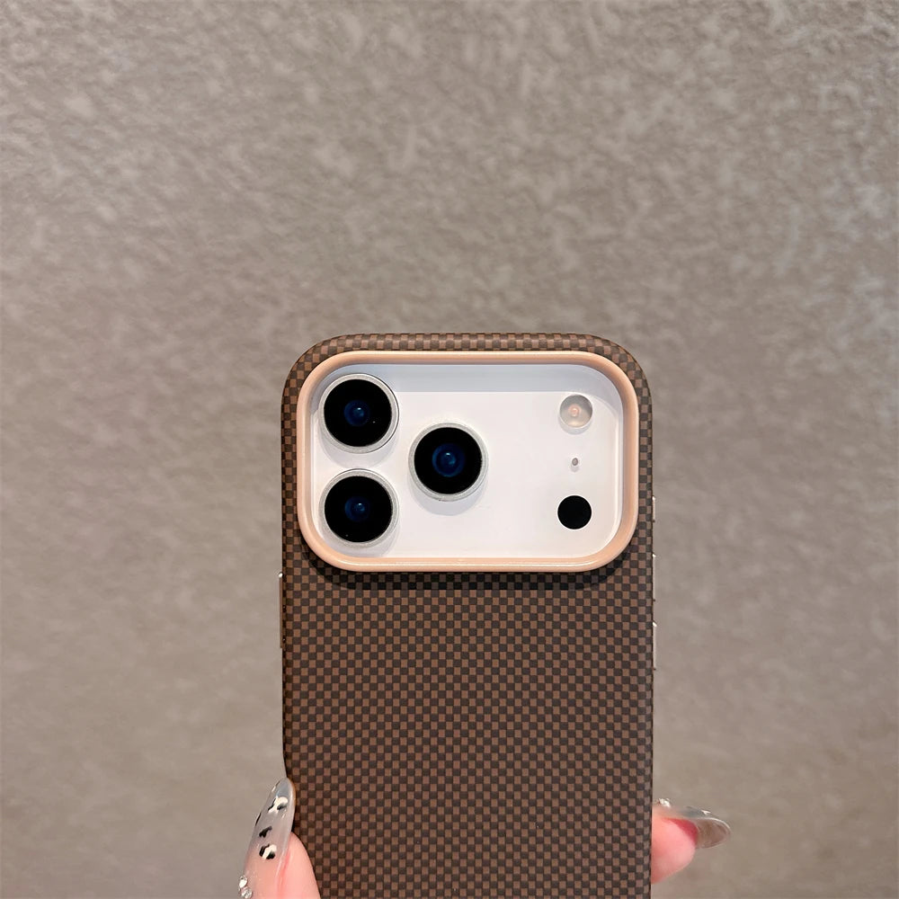 For Magsafe Magnetic Wireless Charging Luxury Solid Color Carbon Fiber Phone Case For iPhone 17 Pro Max 17 Air Bumper Back Cover