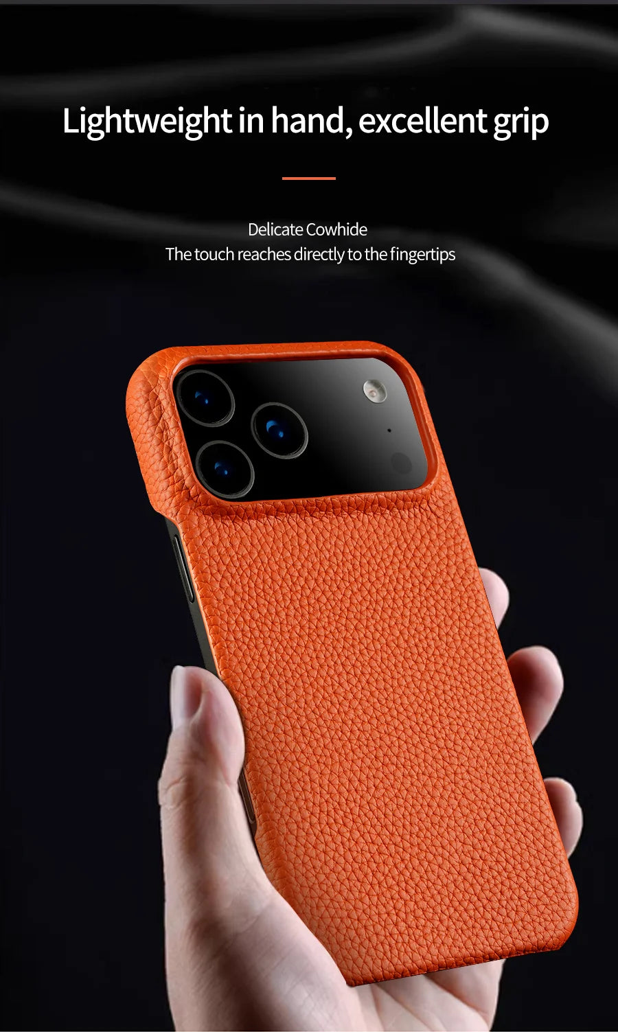 for Magsafe Case for iPhone 17 Air 15 16 Pro Max 17Pro Lychee Natural Cowhide Leather Magnetic Protector Luxury Phone Back Cover