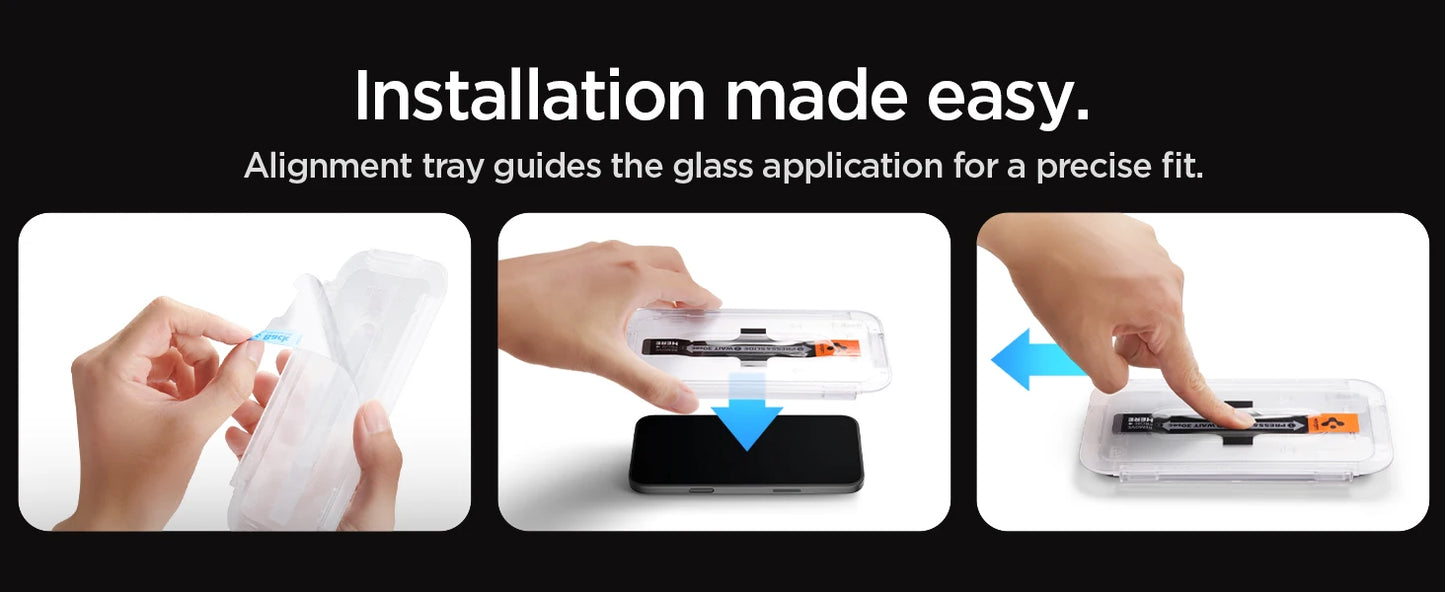 Spigen Glas.tR EZ Fit | Sensor Protected for iPhone 17 Pro Max/17Pro, 17/16 Pro Max /16 Pro Tempered Glass Screen Protector (2P)