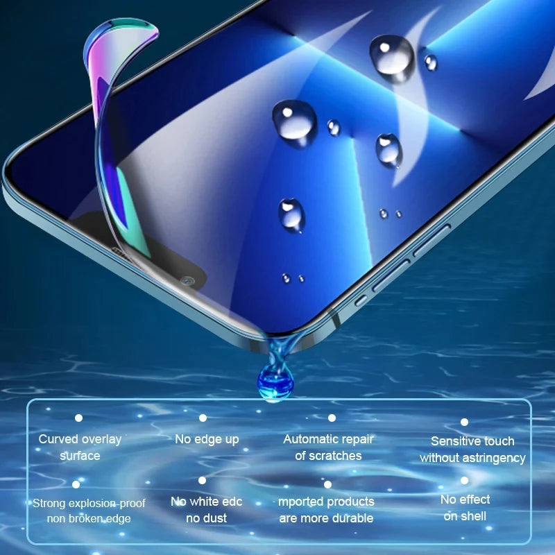 3Pcs Soft Hydrogel Film For iPhone 16 15 14 13 12 11 Pro Max XS XR X 7 8 15 Plus Protective Silicone TPU Screen Protector