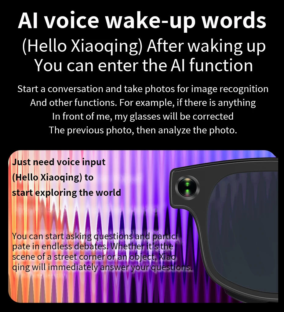 500W Camera Glasses Translate Smart Glasses Voice Call Music Sunglasses AI GPT Camera BT&WIFI Video Recording Anti-blue Light