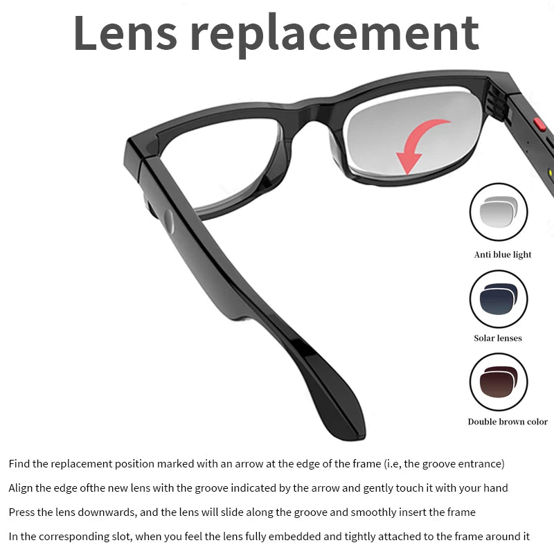 500W Camera Glasses Translate Smart Glasses Voice Call Music Sunglasses AI GPT Camera BT&WIFI Video Recording Anti-blue Light