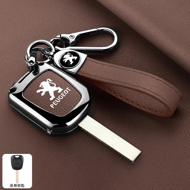 Zinc Alloy Car Key Case Cover Key Bag Shell Holder Protector For Peugeot 106 107 206 306 406 307 207 407 Partner Xsara Accessory