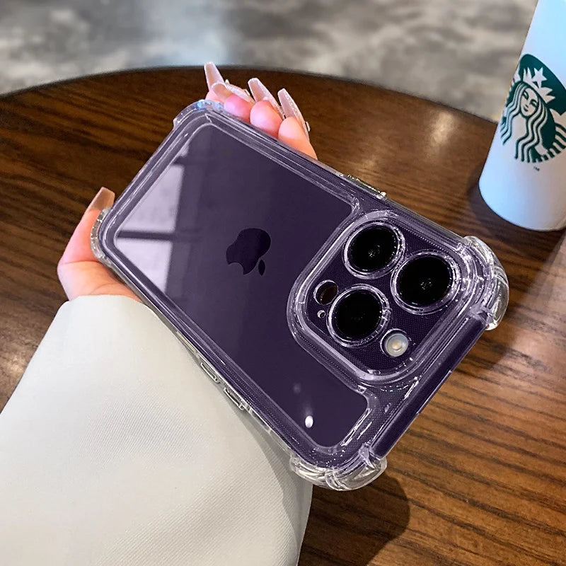 Luxury Transparent Silicone Phone Case For iPhone 17 16 15 14 13 12 11 Pro Max Air 16E X XS 7 8 Plus SE2 Shockproof Soft Cover