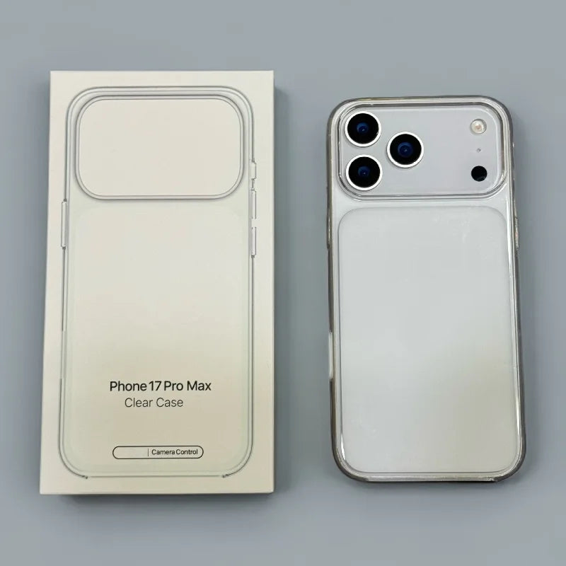 For iPhone 17 Pro Max Transparent Case with Camera Touch Button Magnetic Animation Phone Case