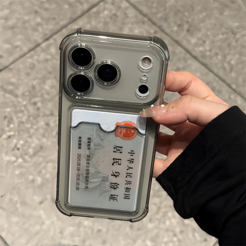 Shockproof Card Slot Holder Pocket Phone Case For iPhone 17 13 12 11 Pro Max 17 Air Clear Cases For iPhone 16 15 14 Plus Cover