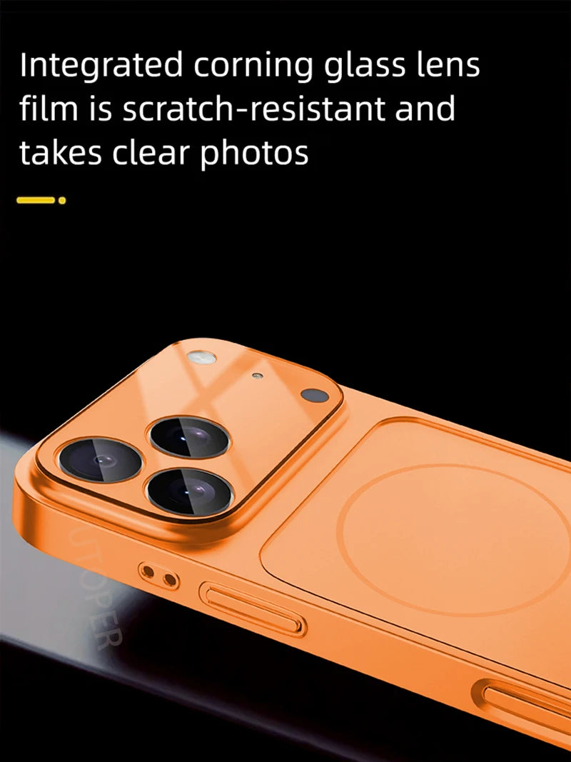 Luxury Large Frame Glass Lens Protect New Phone Case for iPhone 17 Air 16 15 14 13 Pro Max 17 Pro Magsafe Magnetic PC Hard Cover