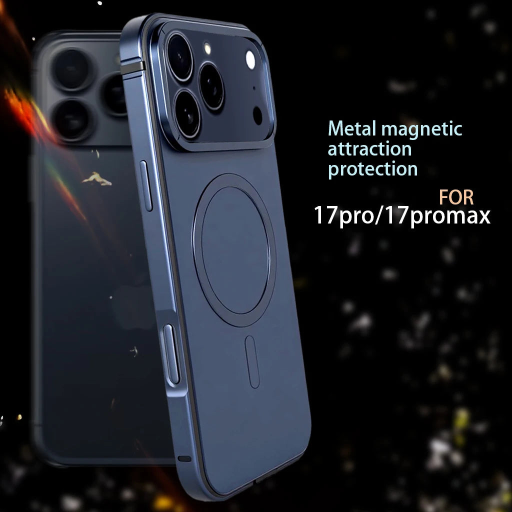 High End Magnetic Original Color Backplate Phone Case, For IPhone 17 Pro 17 Promax Metal Frame Anti Drop Protection Hard Case