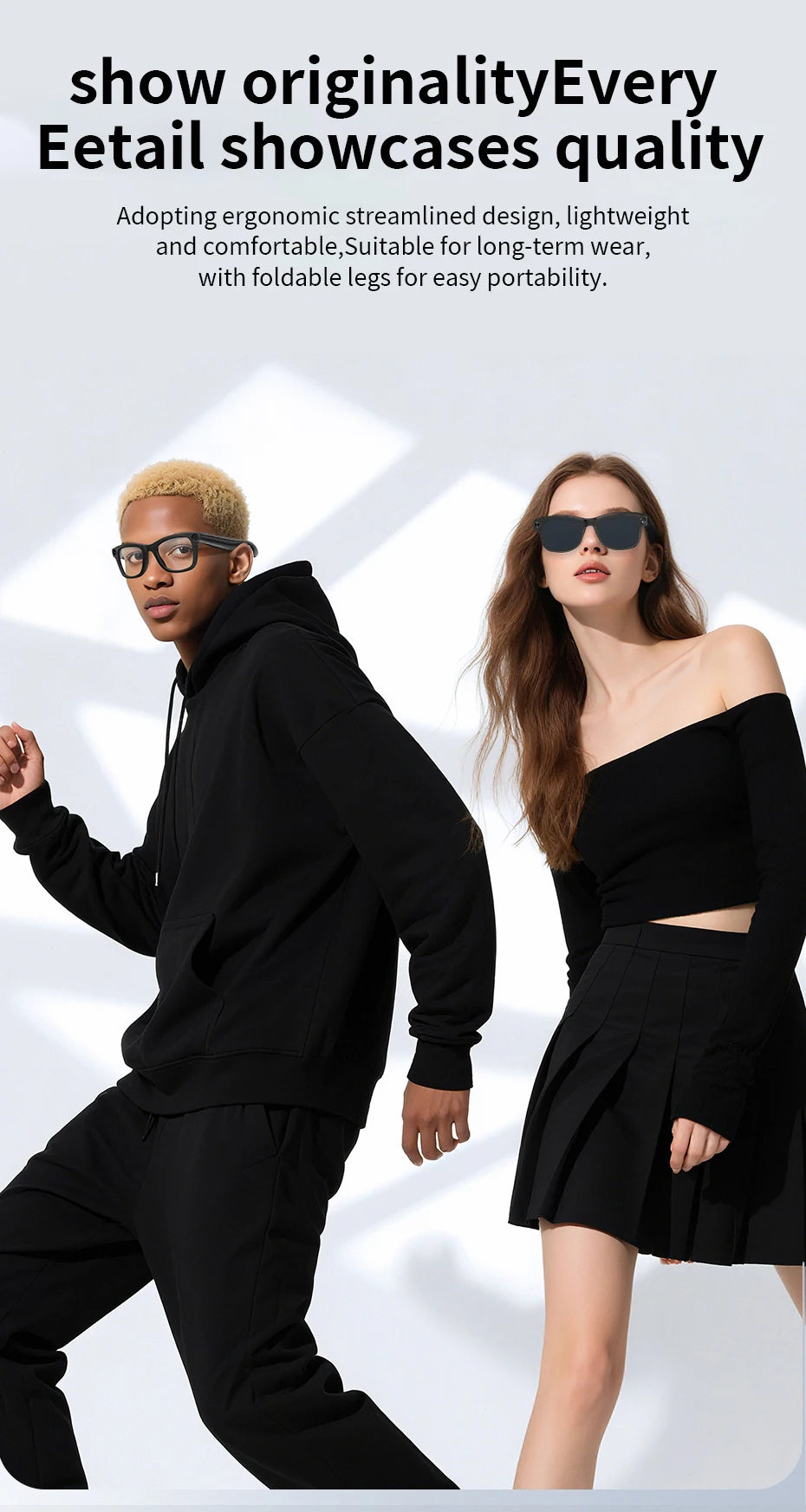 500W Camera Glasses Translate Smart Glasses Voice Call Music Sunglasses AI GPT Camera BT&WIFI Video Recording Anti-blue Light