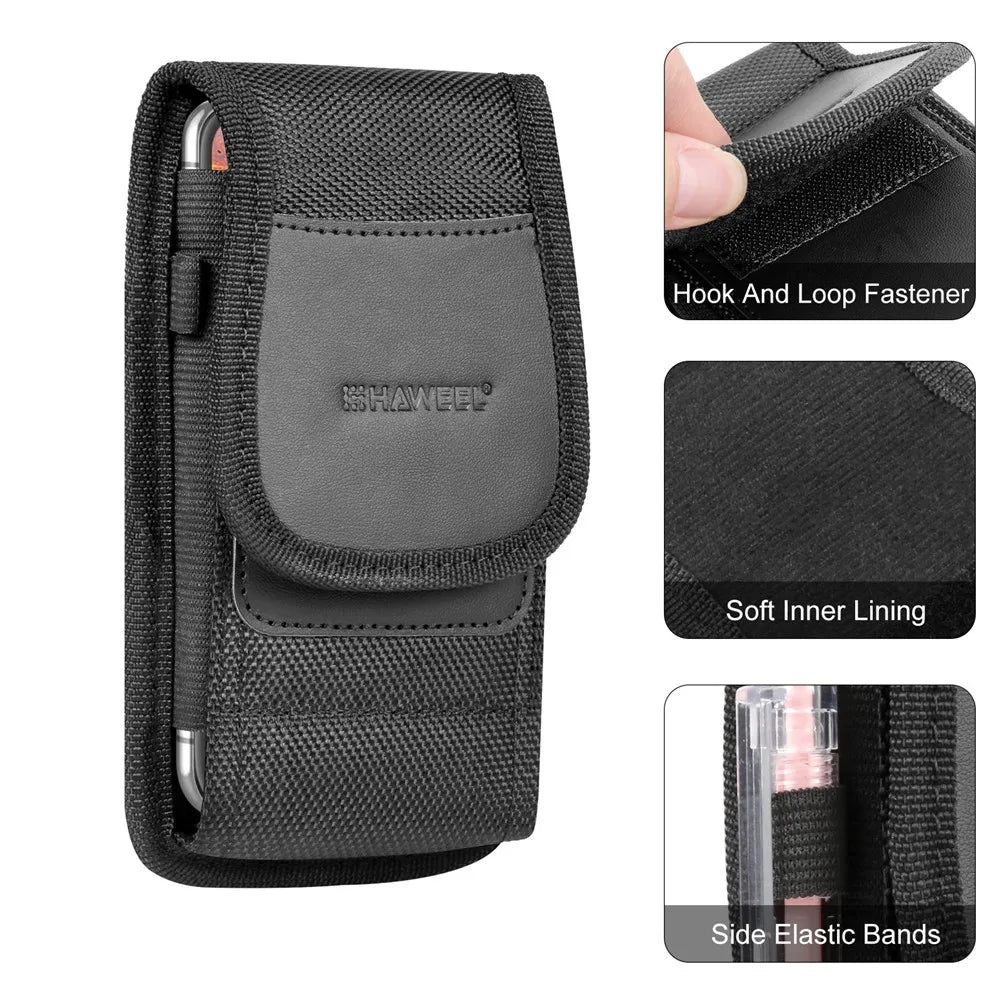 4.7-6.8inch Phone Nylon Pouch Multifunction Cell Phone Belt Clip Carrying Holster Case Waist Bag For iPhone,Samsung ,Smartphones