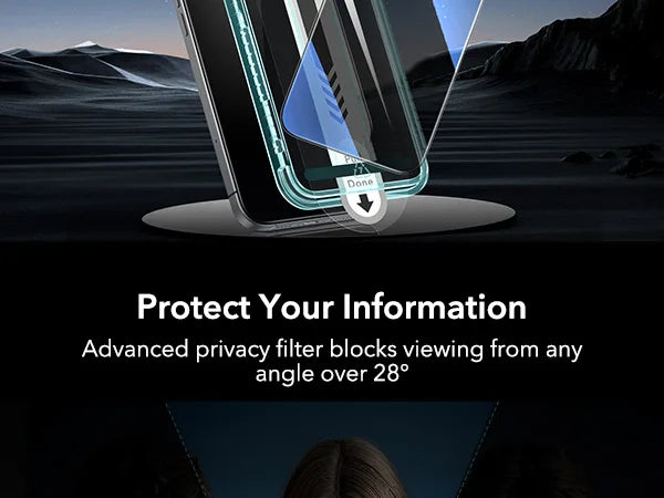 ESR 3 Pack for iPhone 16/15/14/13 Pro Max Screen Protector Full Cover Anti-Peek HD Tempered Glass Screen Film For iphone 16 Plus