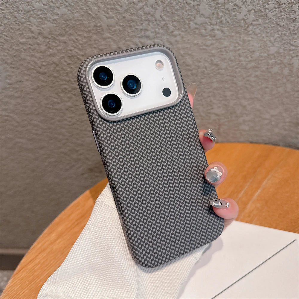 For Magsafe Magnetic Wireless Charging Luxury Solid Color Carbon Fiber Phone Case For iPhone 17 Pro Max 17 Air Bumper Back Cover