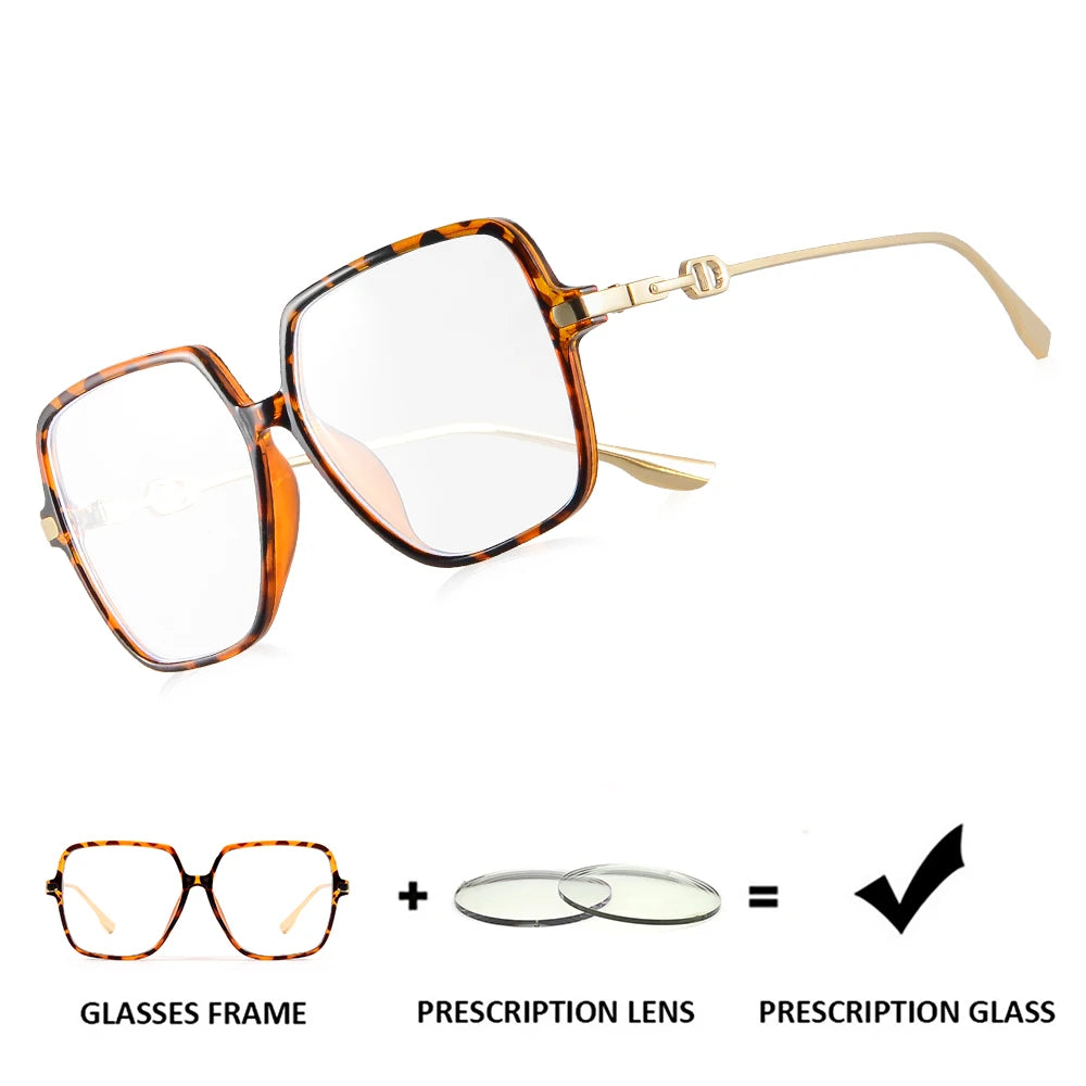 CRIXALIS Luxury Prescription Custom Glasses Women Oversized Reading Spectacle Frames Anti Blue Light Photochromic Lenses UV400