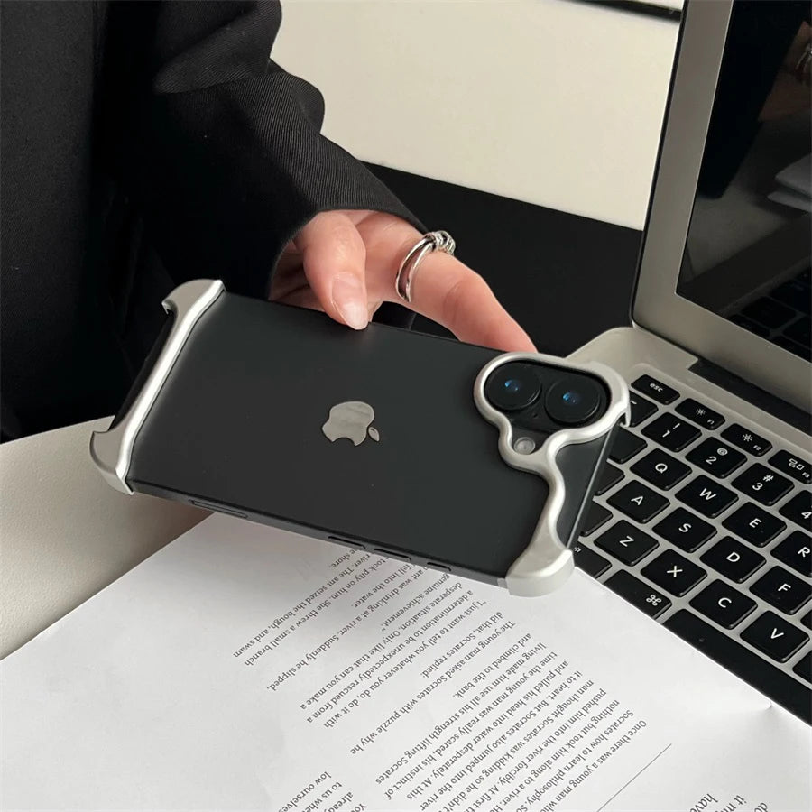 Arc Case Luxury Aluminum Metal Bumper Phone Pulse Case For IPhone13 14 15 16 17 Air Pro Max 16Pro Plus Lightweight Phone Cover
